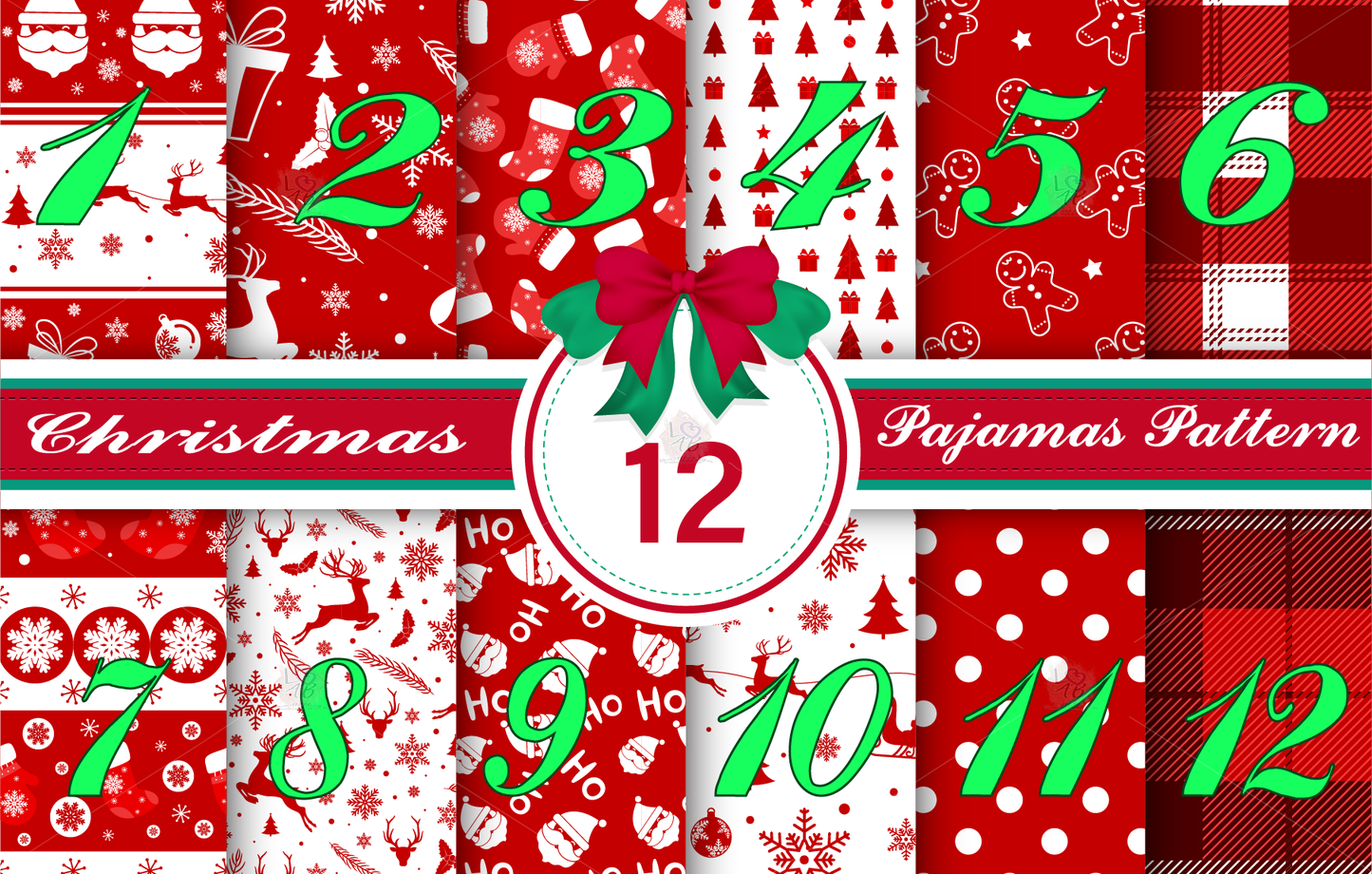 Christmas Pajamas Pattern Vinyl (7 Days Processing Time)